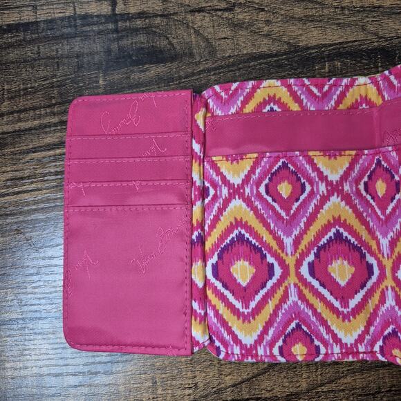 Vera Bradley Euro Tri-Fold Wallet -retired clementine floral print pink yellow - Picture 8 of 11